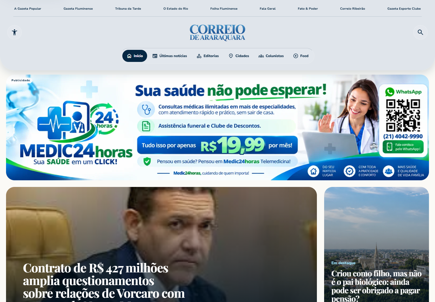Captura de tela de Correio de Araraquara