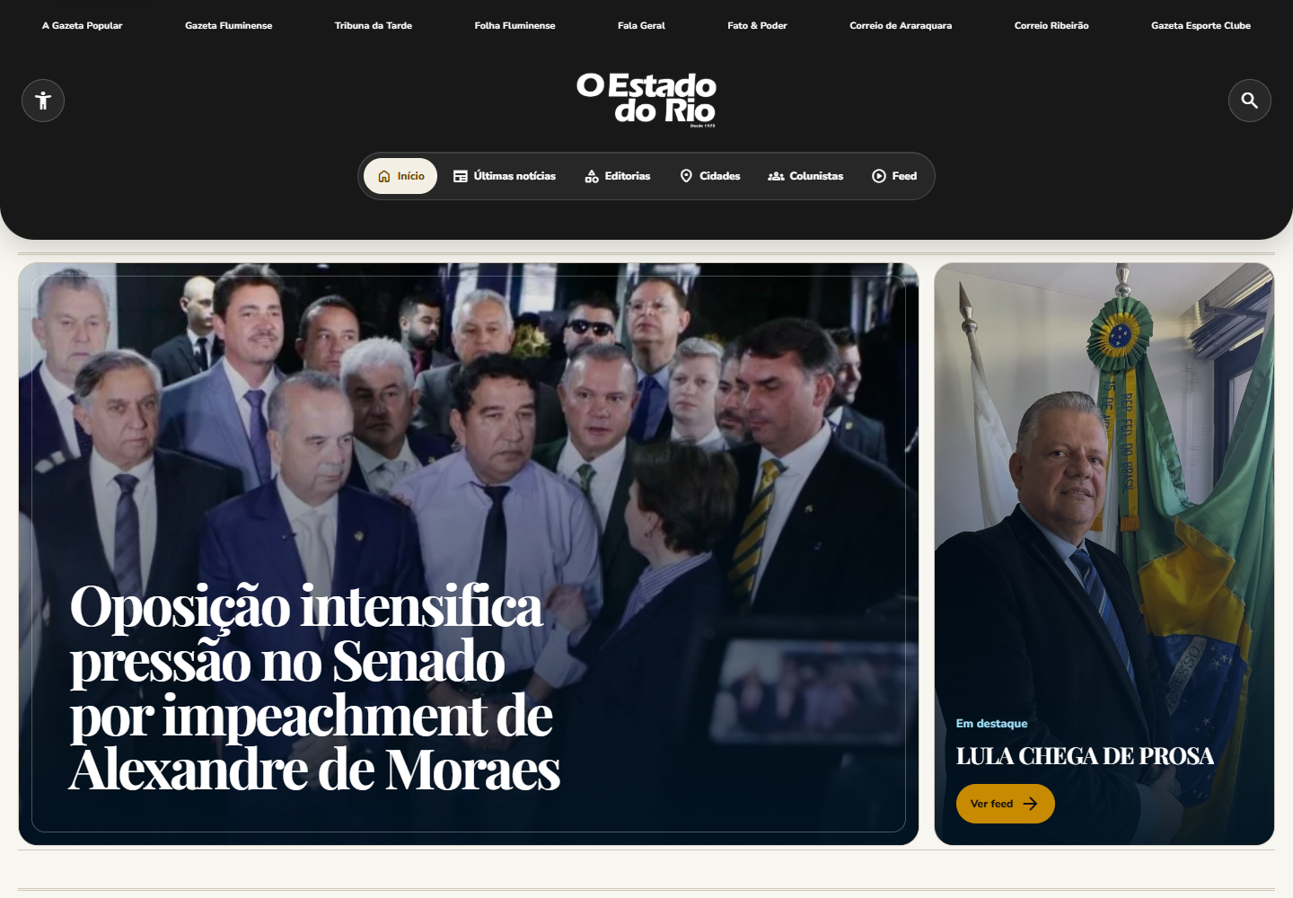 Captura de tela de O Estado do Rio