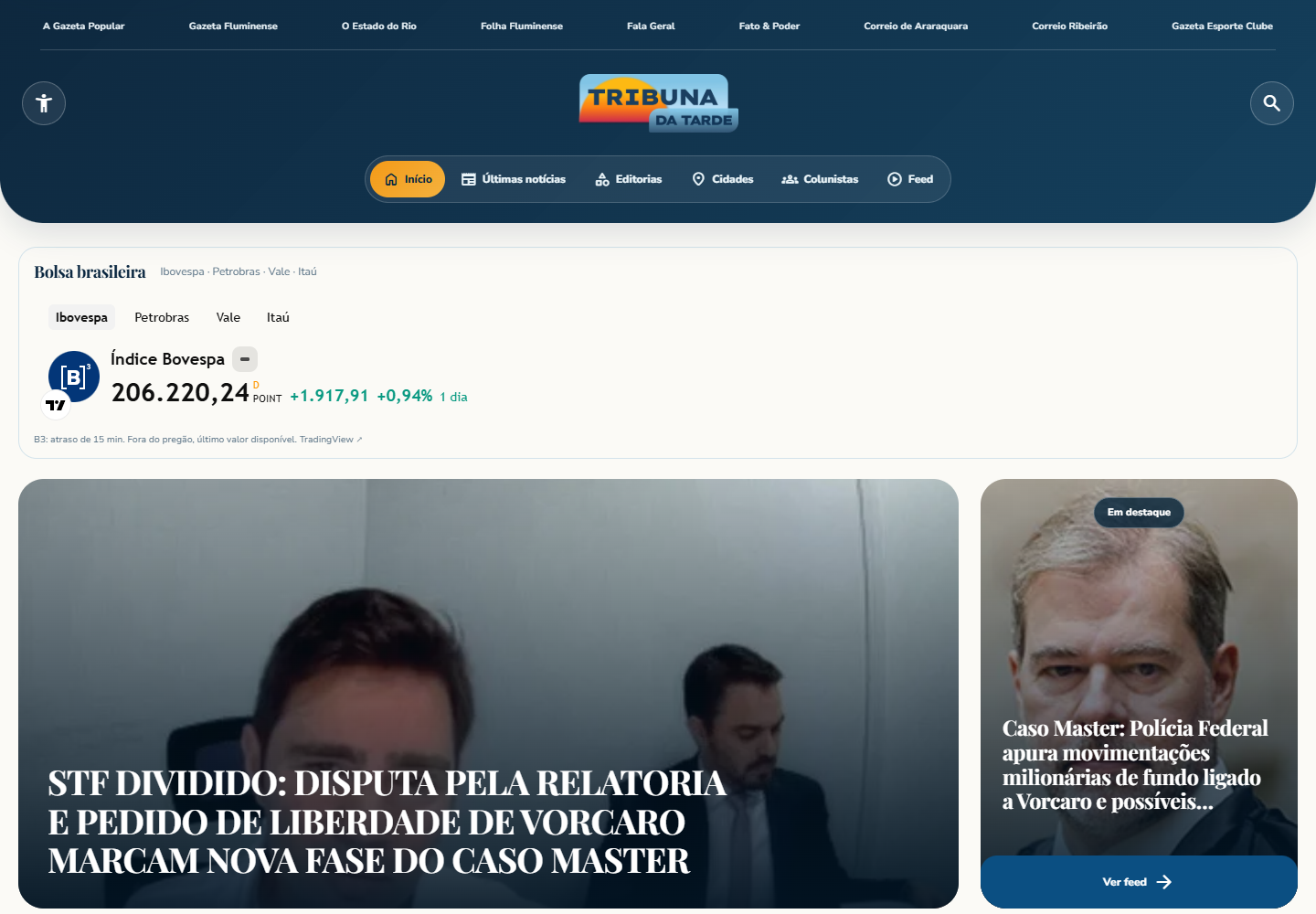 Captura de tela de Tribuna da Tarde