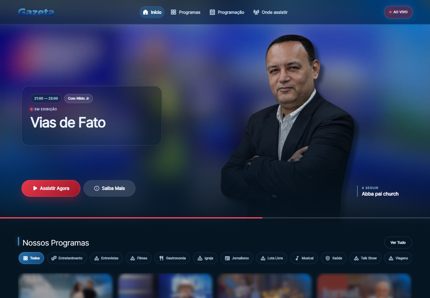 Captura de tela de TV Gazeta